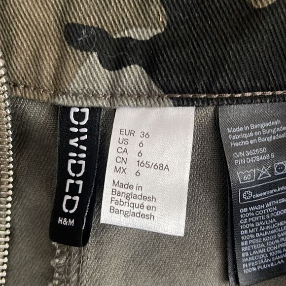 H&M army green camouflage zipper skirt size 6 - Picture 4 of 4